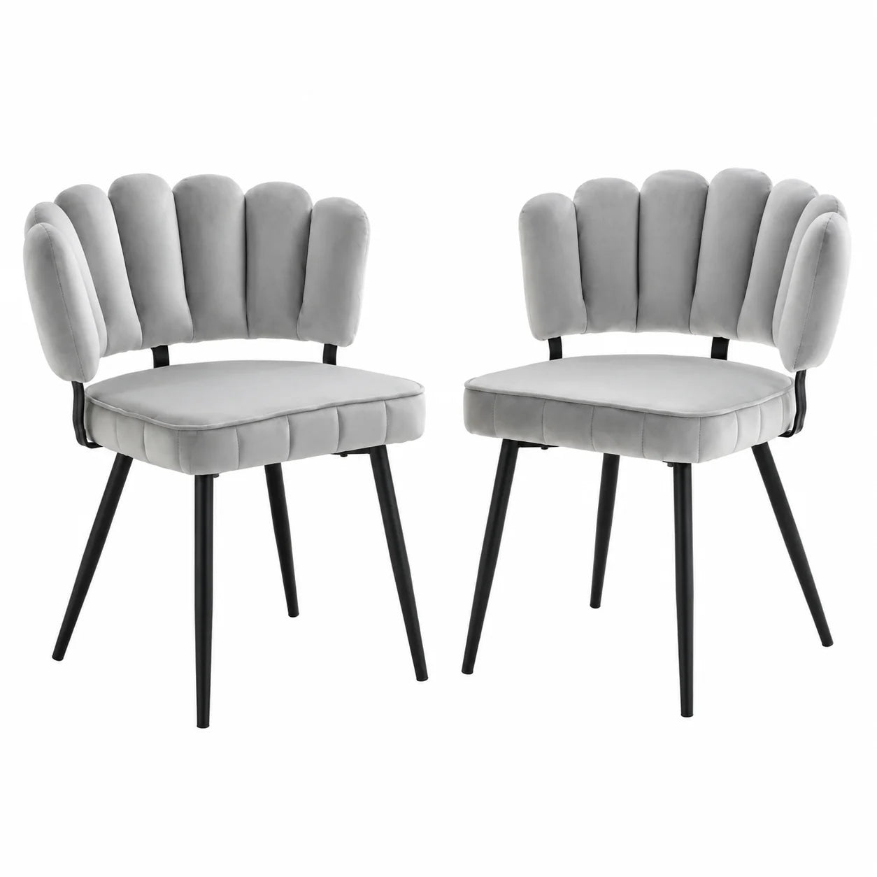 Esszimmerstuhl 2er Set Beige – Modernes Polsterstuhl Set aus Samt in Blutenform mit Metallbeinen bis 120kg