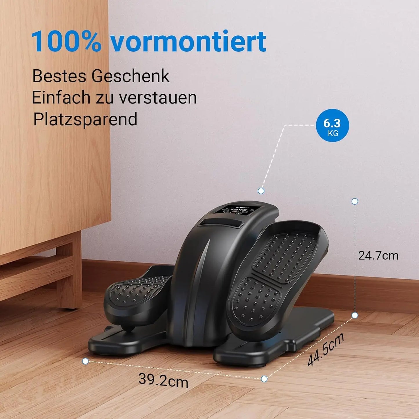 Elektrischer Mini Ellipsentrainer mit Fernbedienung – Leiser Untertisch Beintrainer 12 Stufen