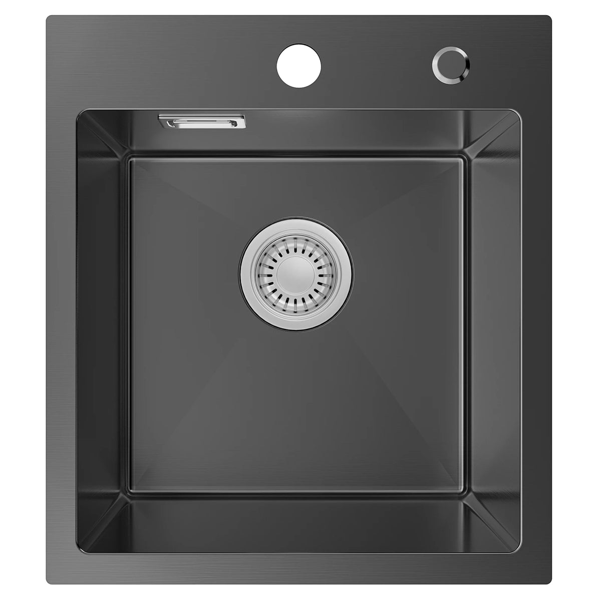Schwarzes Edelstahl Spülbecken 40x45cm Platzsparend – Nano Einbauspüle Einzelbecken