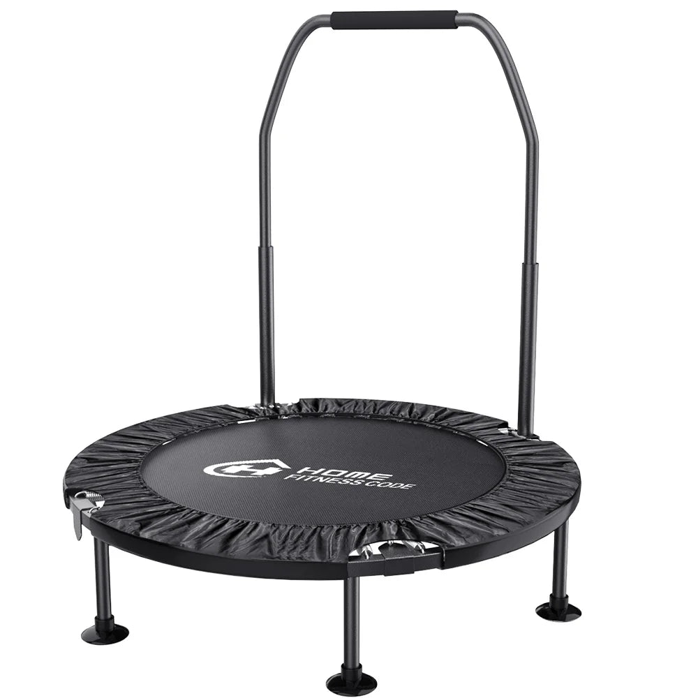 Klappbares Fitness Trampolin 102cm – Mini Rebounder mit Verstellbarem Griff bis 150kg