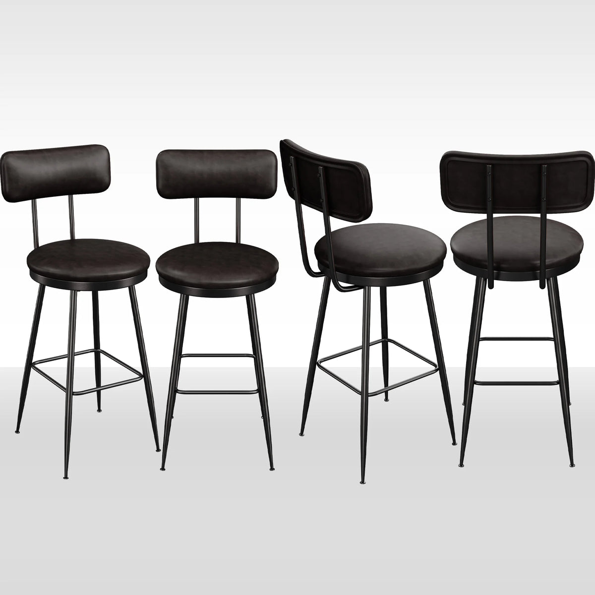 Barhocker 2er Set Schwarz – Moderne Tresenstuehle aus Kunstleder & Metall fuer Kueche, Bar & Counter bis 120kg