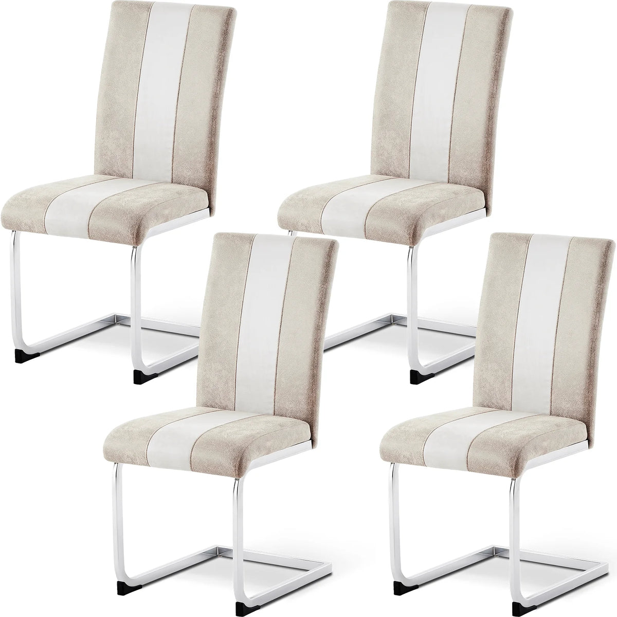 Esszimmerstuhl 4er Set Schwarz – Modernes Freischwinger Set aus PU Kunstleder mit Z-Form Metallgestell bis 120kg