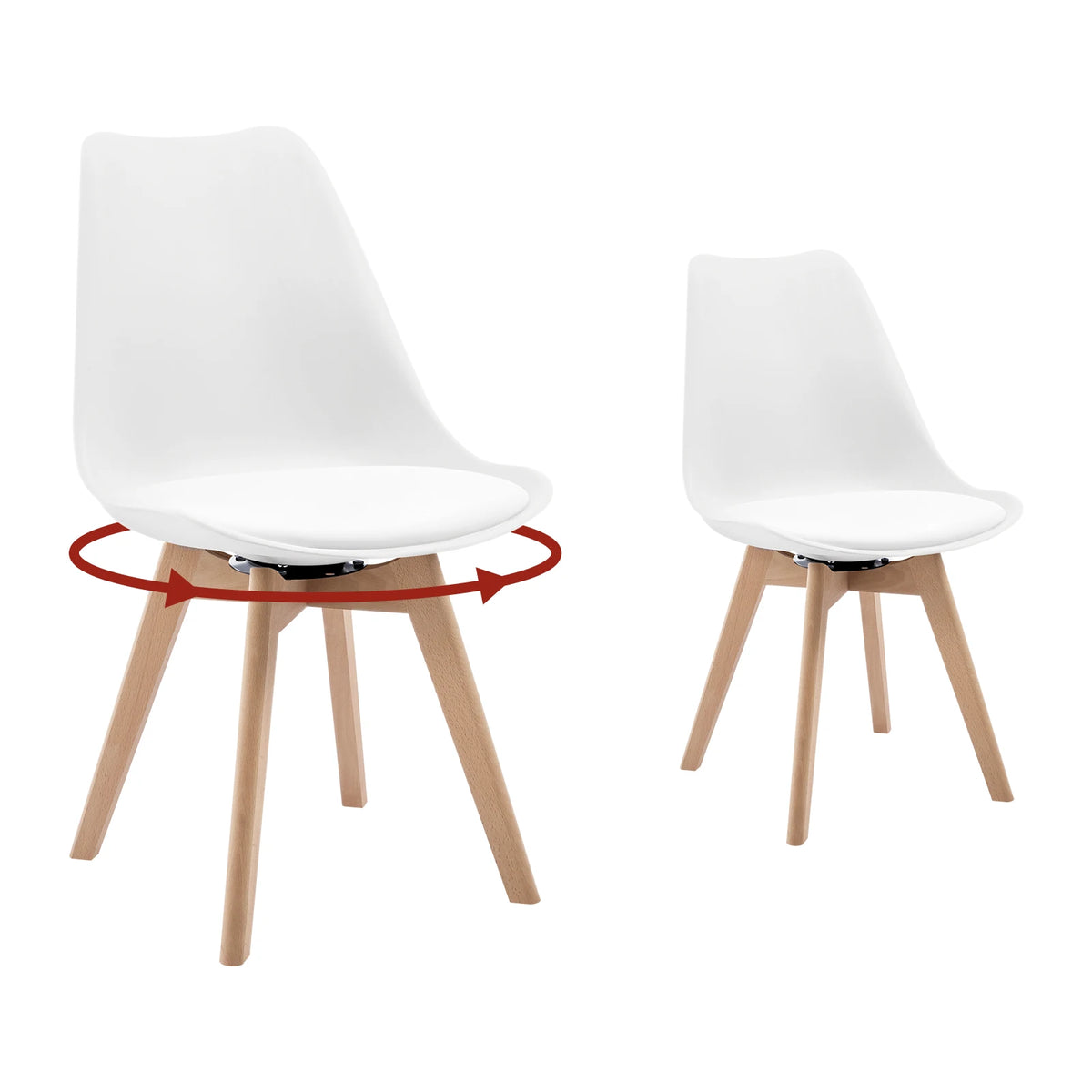 Esszimmerstühle 2er Set Drehbar – Moderner Polsterstuhl aus Kunstleder & Massivholz