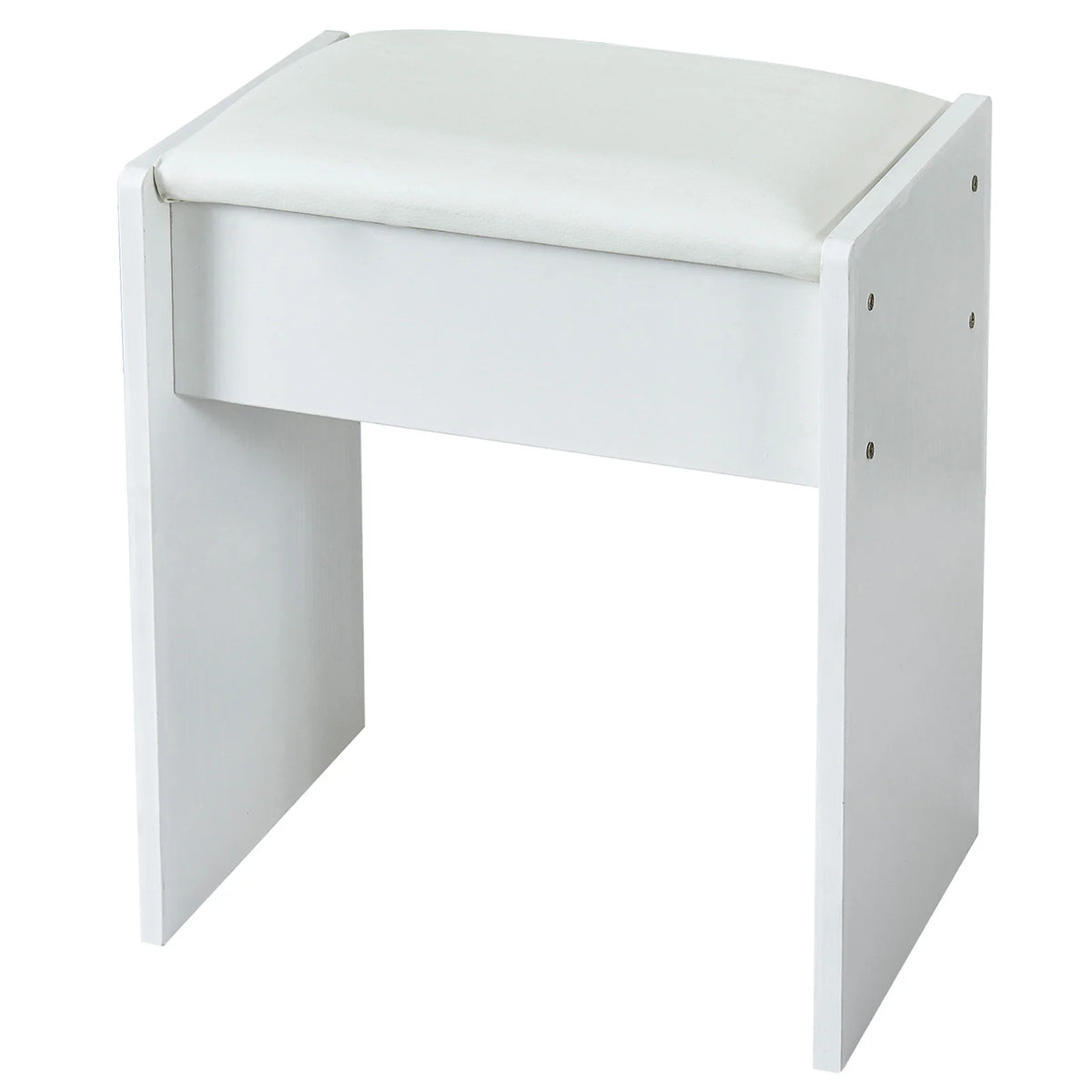 Schminkstuhl Weiß Holz MDF – Moderner Hocker Gepolstert für Frisiertisch & Schlafzimmer