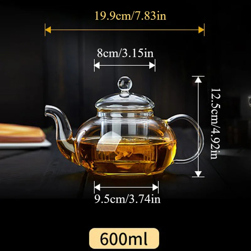 Glaskanne mit Siebeinsatz 1000ml – Hitzebeständige Teekanne aus Borosilikatglas