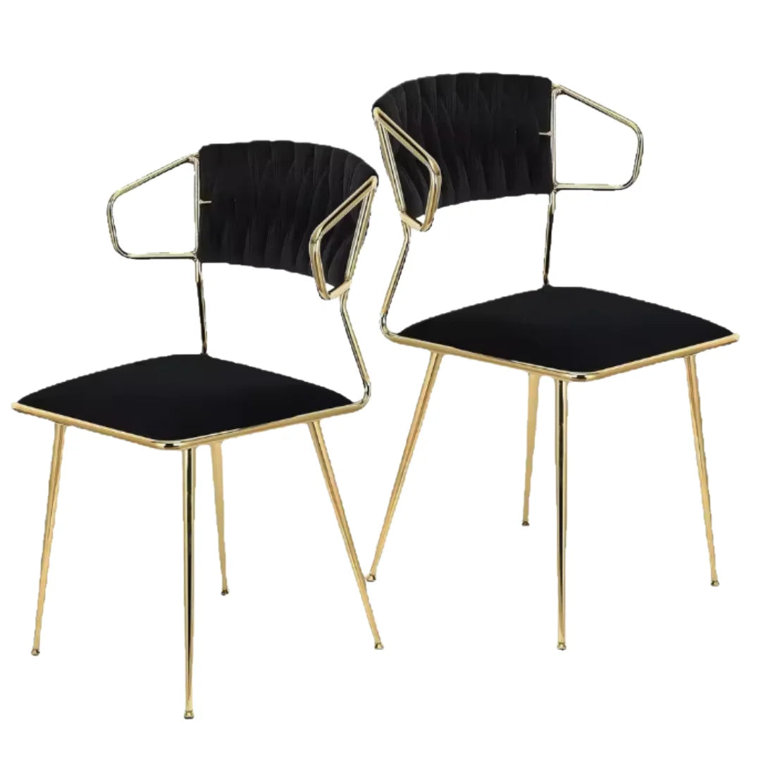 Esszimmerstuhl 2er Set Samt – Moderner Polsterstuhl mit Gold-Metallgestell & Ergonomischer Sitzschale