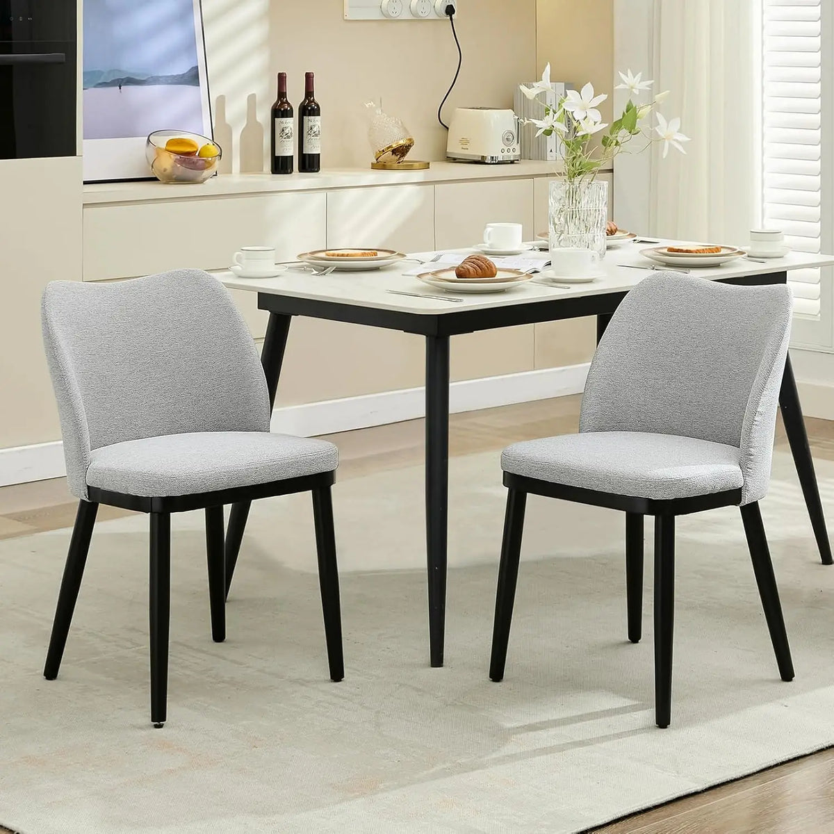 Esszimmerstuhl 2er Set Modern – Ergonomisches Polsterstuhl Set aus Holz fuer Esszimmer & Küche