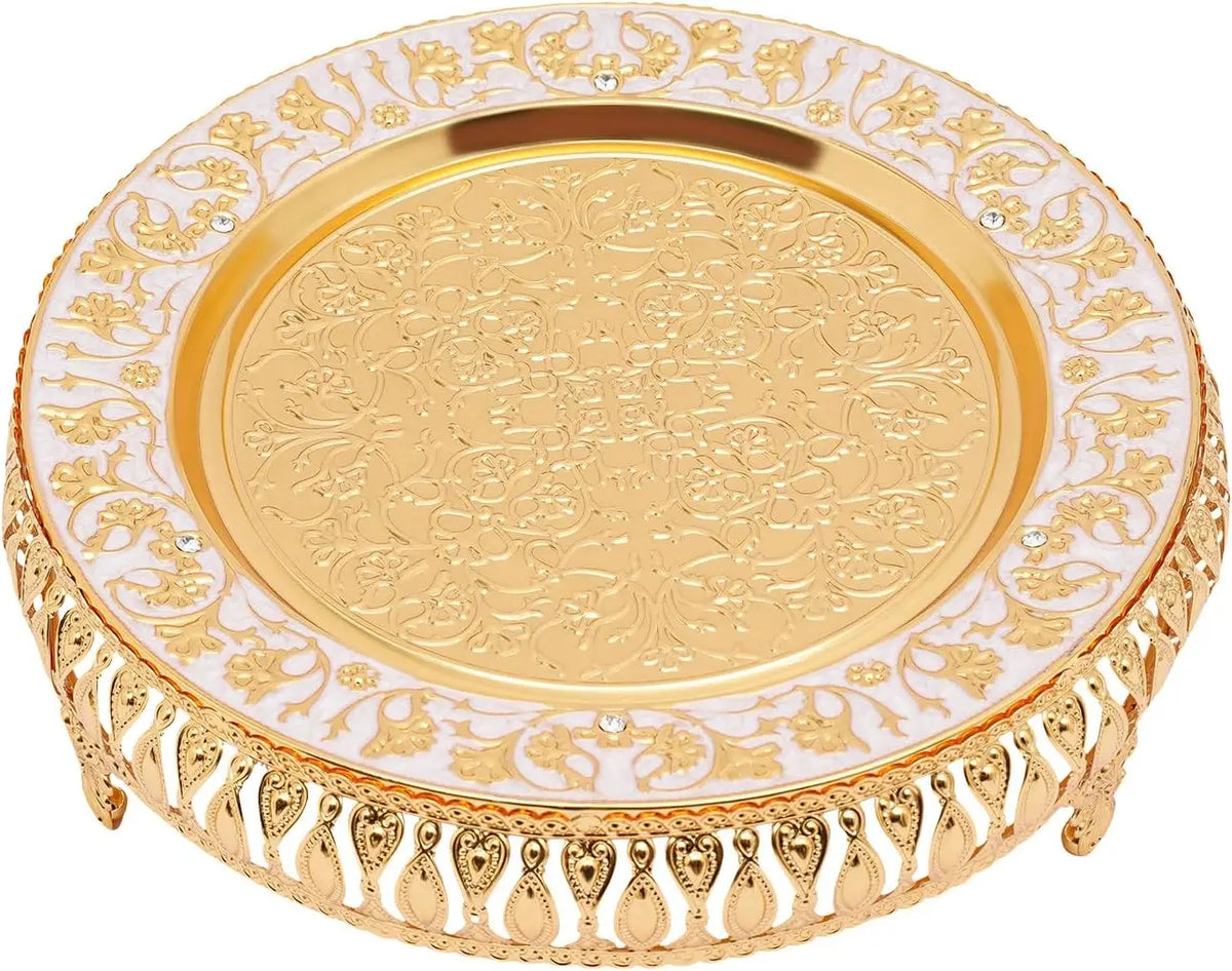 Orientales Tee-Set Vintage Gold & Blau 8-teilig – Edles Teeservice mit Serviertablett