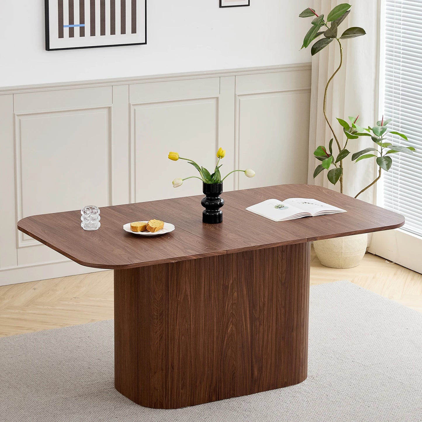 Ovaler Esstisch Holzoptik 160x90cm – Moderner Küchentisch aus MDF für 4-6 Personen