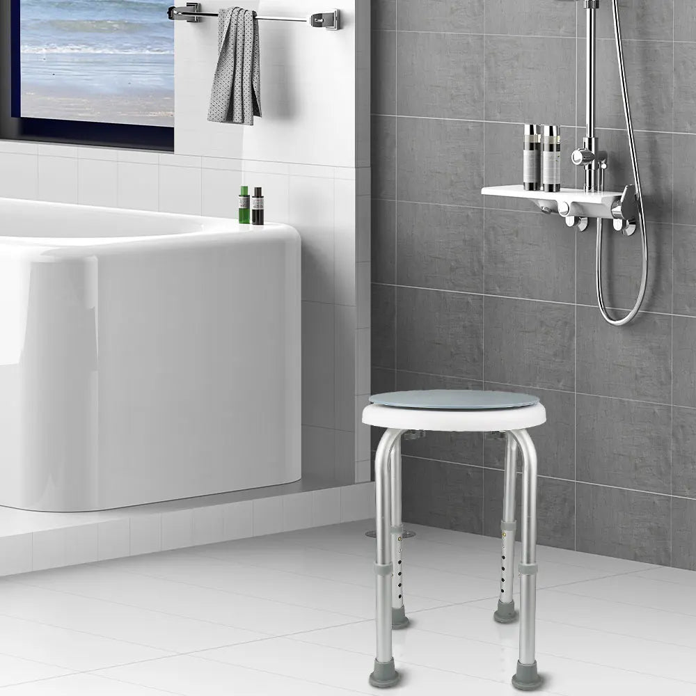 Duschhocker Höhenverstellbar Drehbar 136kg – Ergonomischer Duschstuhl für Senioren