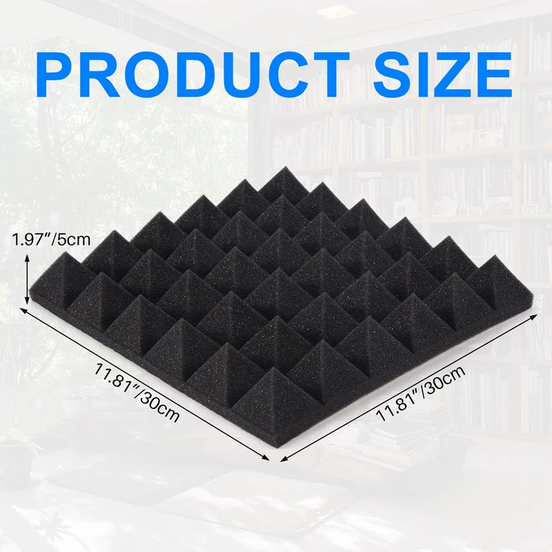 Schallschutzschaumstoff 12er Set Selbstklebend 30x30x5cm – Akustikschaumstoff Pyramidenschaumstoff