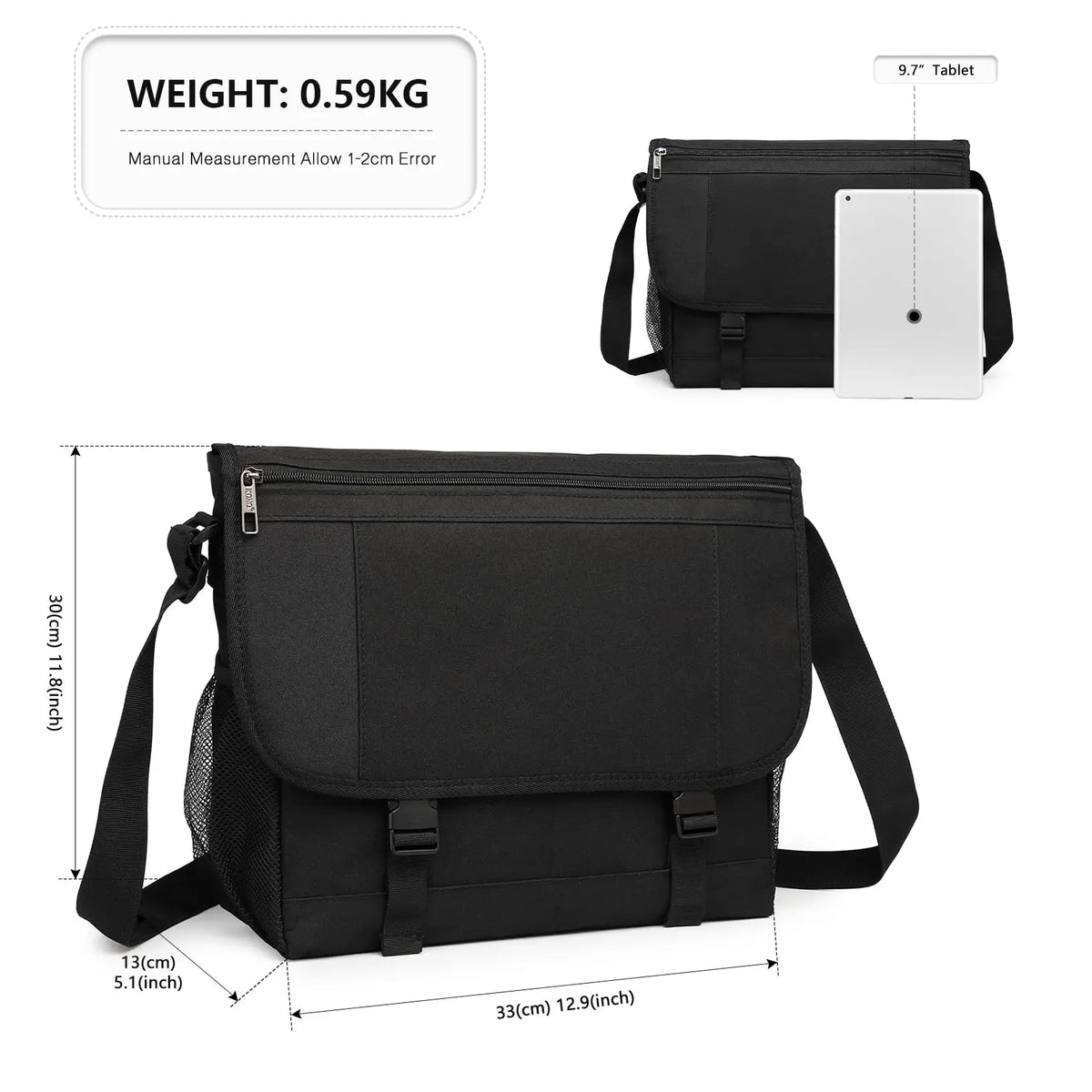 Laptoptasche 15,6 Zoll Messenger Bag – Wasserdichte Schultertasche fuer Buero Studium & Reisen