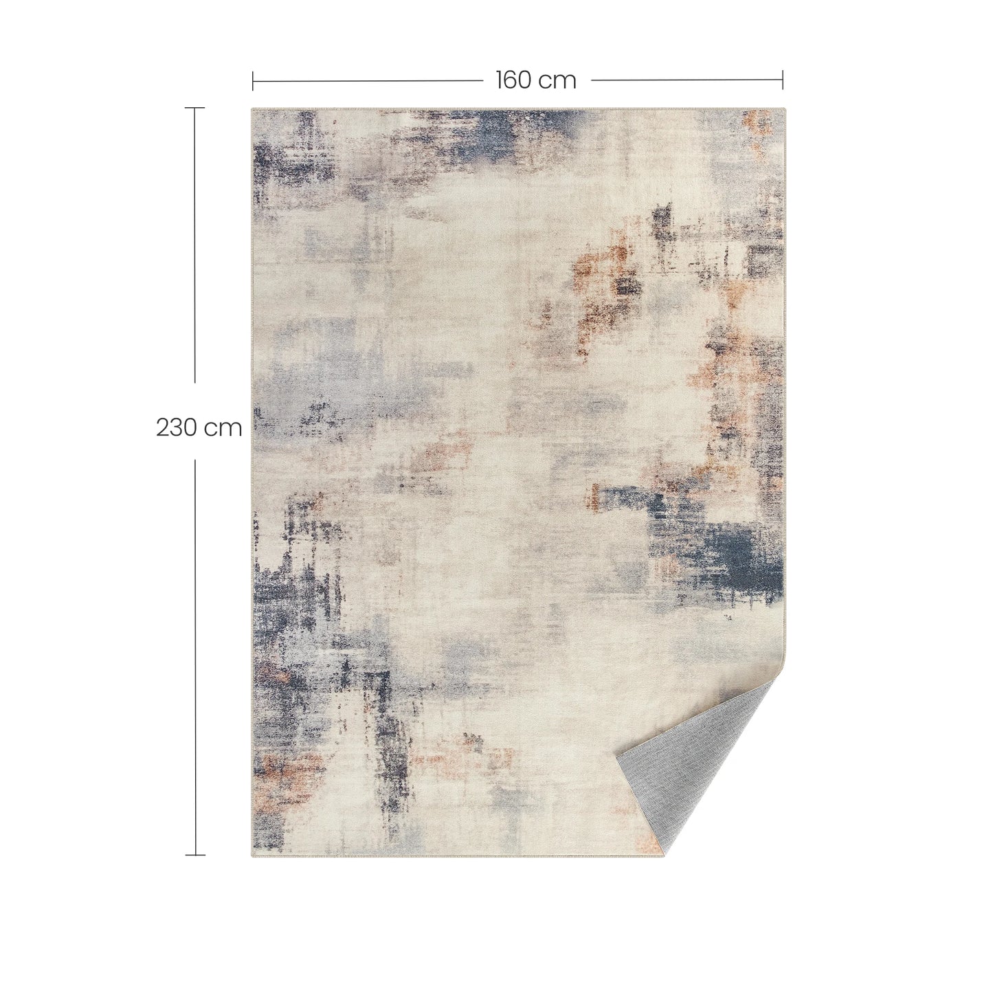 Moderner Teppich 160x230cm Waschbar – Kunstkaschmir Wohnzimmer Teppich Faltbar Camel
