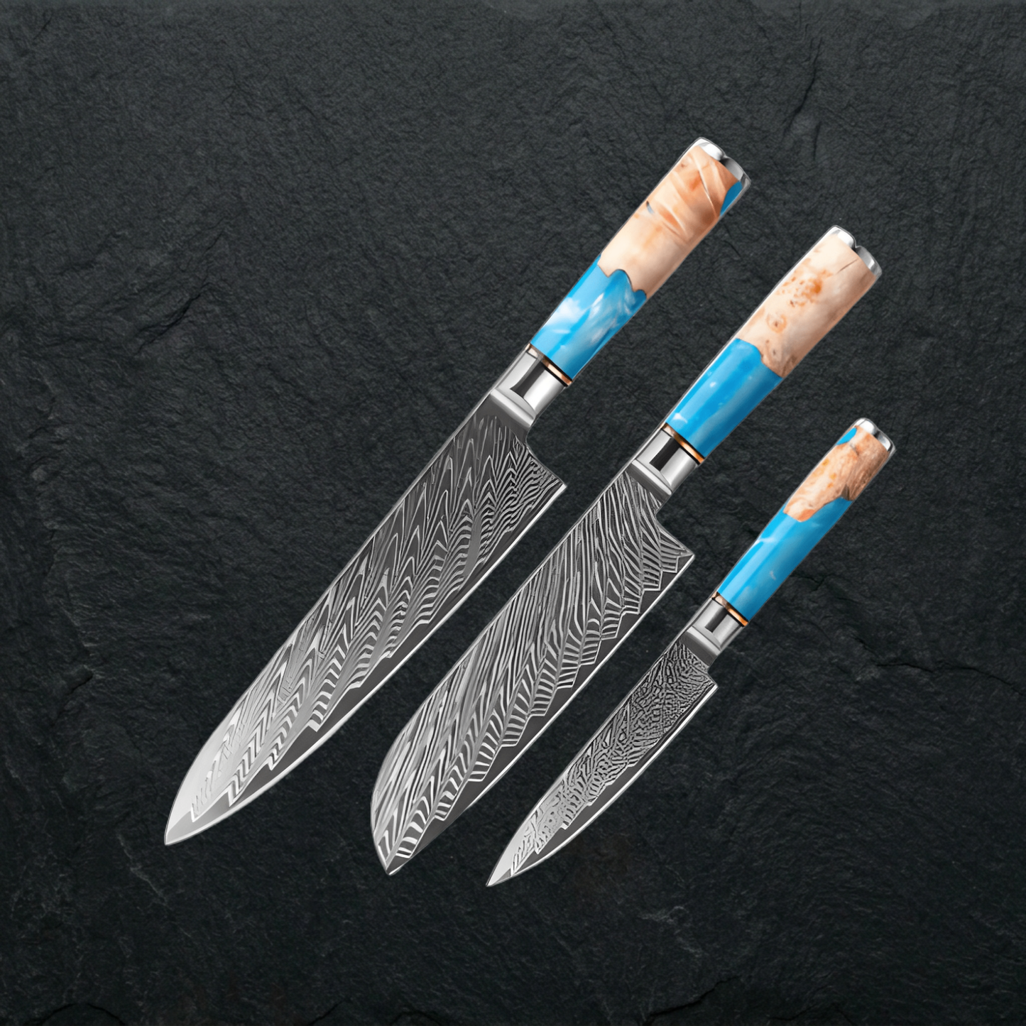 Damast 3-teiliges Küchenmesser-Set