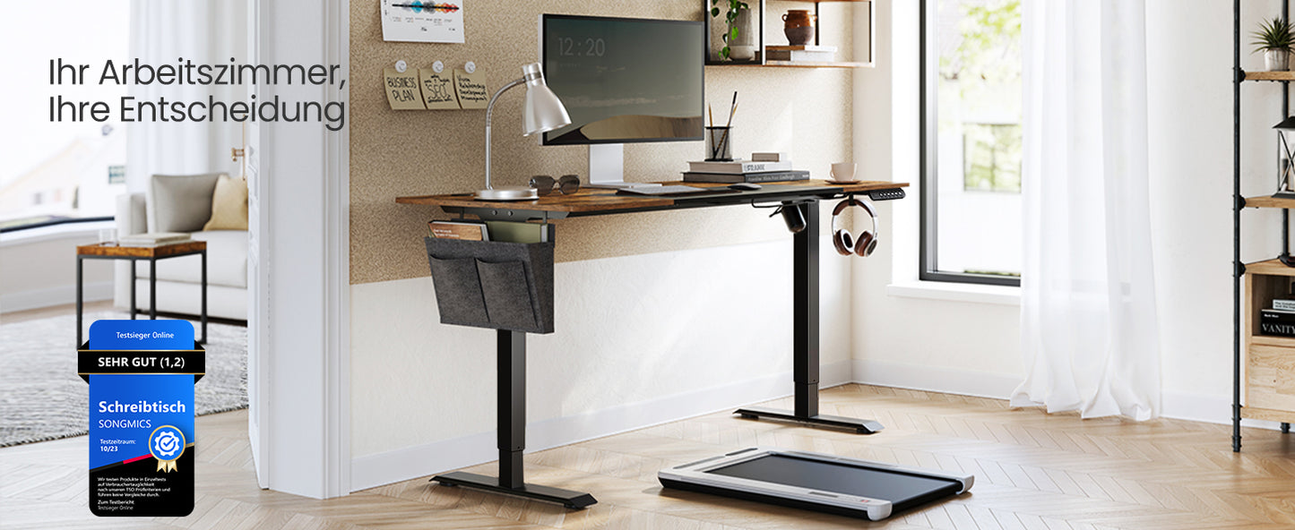 Elektrischer Stehschreibtisch 160x70 cm Schwarz – Ergonomischer Schreibtisch mit Memory-Funktion & Kabelmanagement
