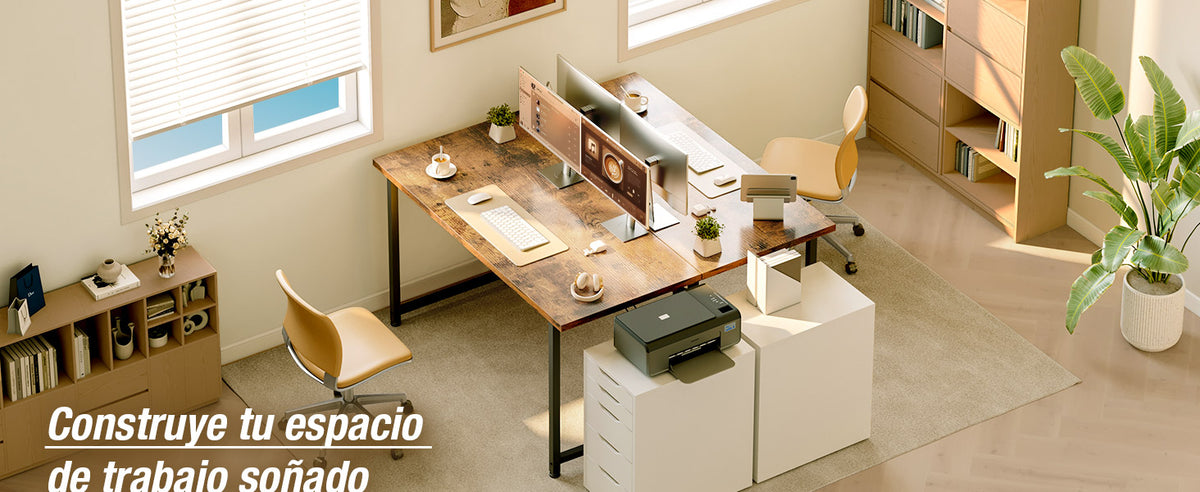 Schreibtisch im Industriestil 120 cm – Stabiler Computertisch mit X-Strebe Braun