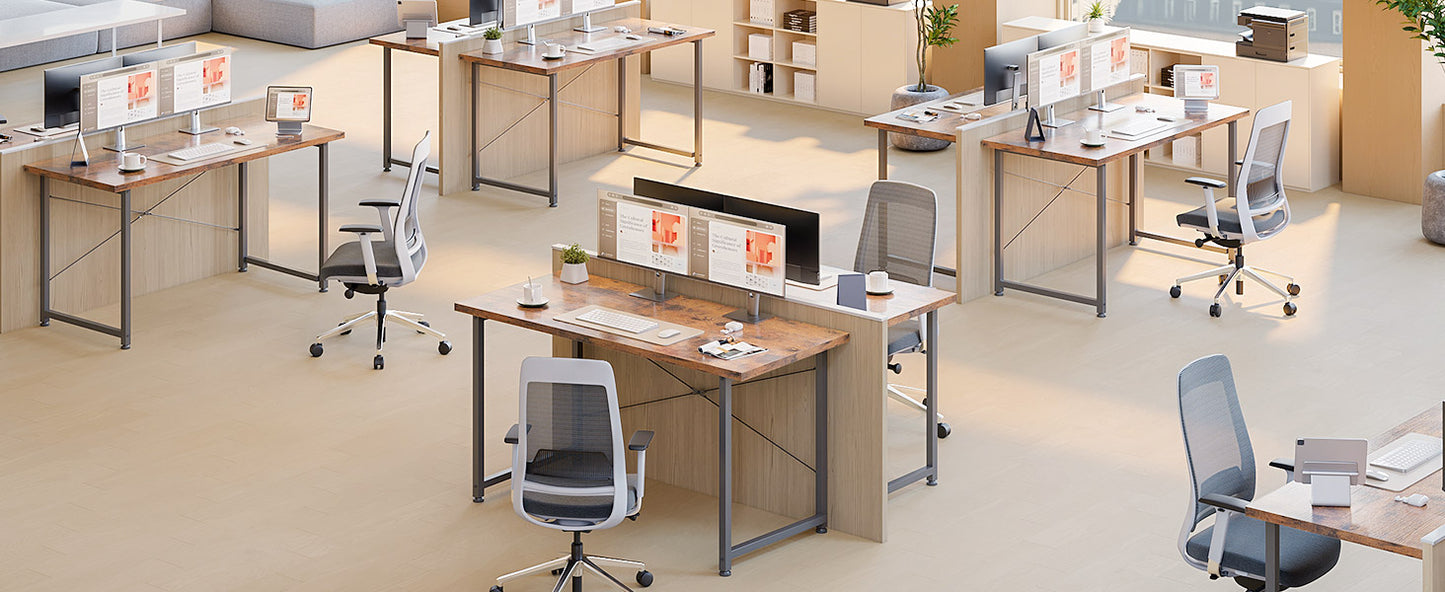 Schreibtisch im Industriestil 120 cm – Stabiler Computertisch mit X-Strebe Braun