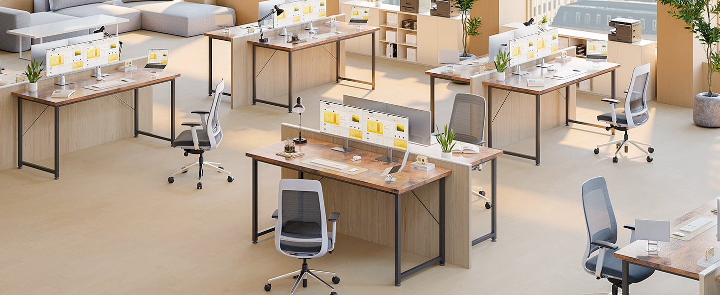 Schreibtisch im Industriestil 140 cm Vintage Braun – Stabiler Computertisch mit X-Strebe
