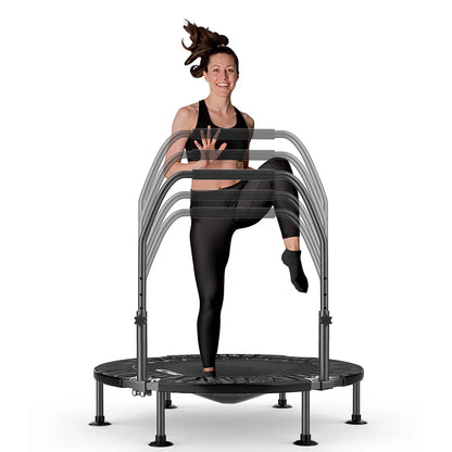 Klappbares Fitness Trampolin 102cm – Mini Rebounder mit Verstellbarem Griff bis 150kg