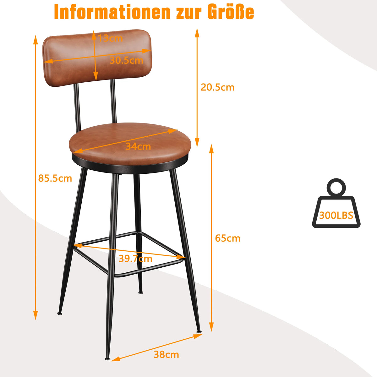 Barhocker 2er Set Schwarz – Moderne Tresenstuehle aus Kunstleder & Metall fuer Kueche, Bar & Counter bis 120kg
