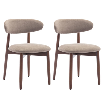 Polsterstühle 2er Set Holz Beige – Moderne Esszimmerstühle mit Stoffbezug & Ergo-Rückenlehne