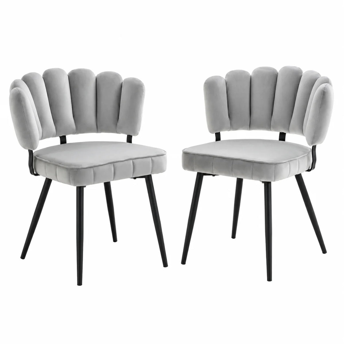 Esszimmerstuhl 2er Set Beige – Modernes Polsterstuhl Set aus Samt in Blutenform mit Metallbeinen bis 120kg
