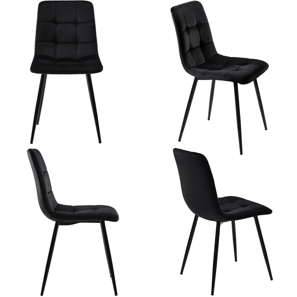 Moderne Esszimmerstühle 4er Set Samt – Ergonomische Küchenstühle Polsterstuhl Metall