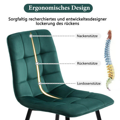 Esszimmerstuhl 4er Set Gruen – Modernes Polsterstuhl Set aus Samt & Metallbeinen bis 150kg