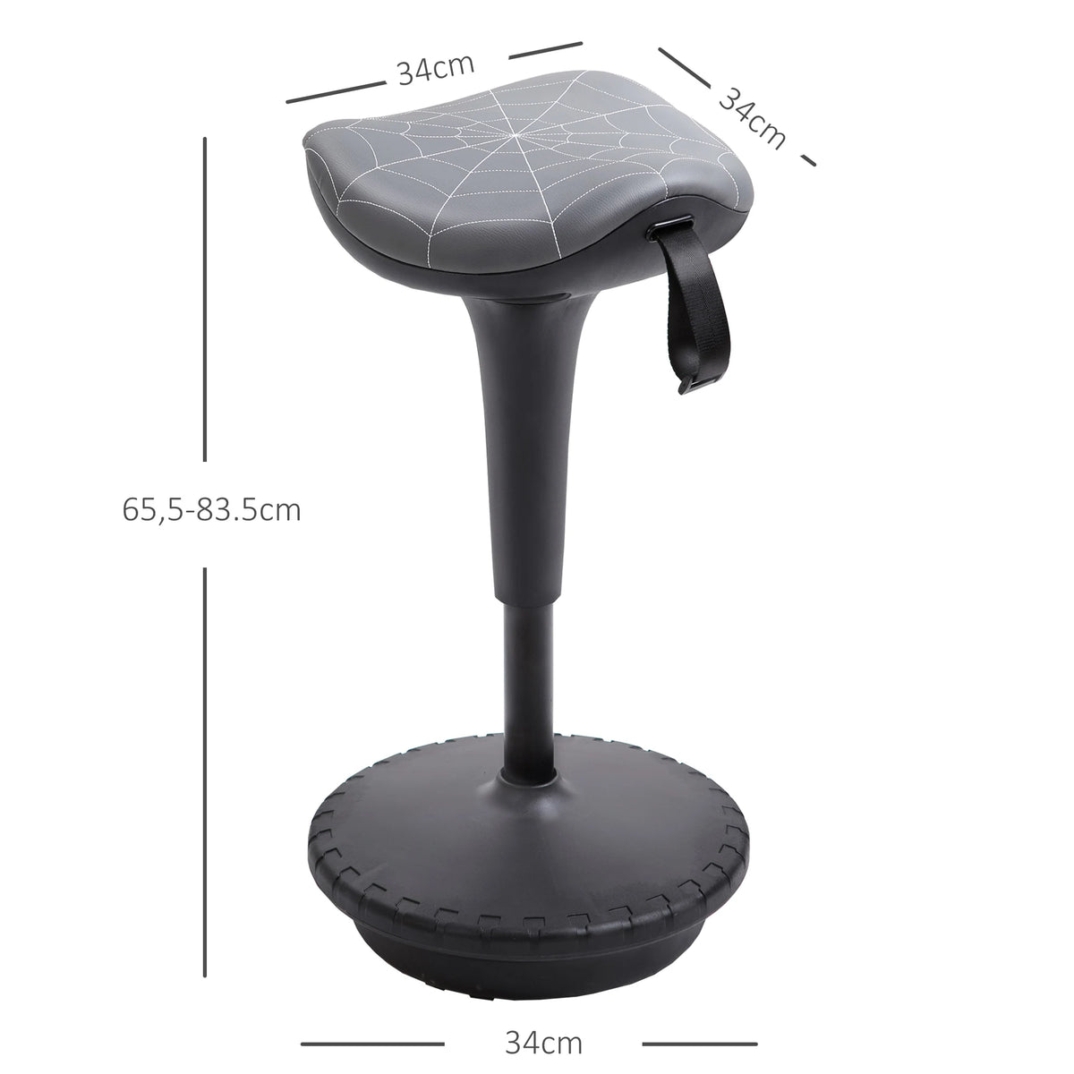Ergonomische Stehhilfe Höhenverstellbar Schwarz – Dynamischer Stehhocker mit Wippfunktion & Sattelsitz