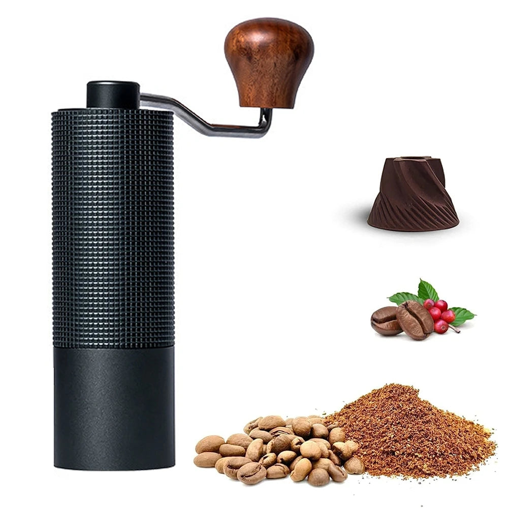 Manuelle Kaffeemühle Titan-Optik – Präzisions-Handmühle mit Sechskant-Mahlwerk