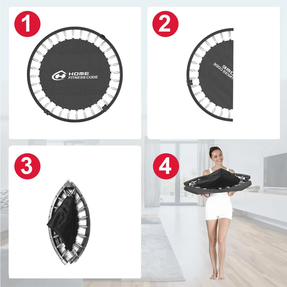 Klappbares Fitness Trampolin 102cm – Mini Rebounder mit Verstellbarem Griff bis 150kg