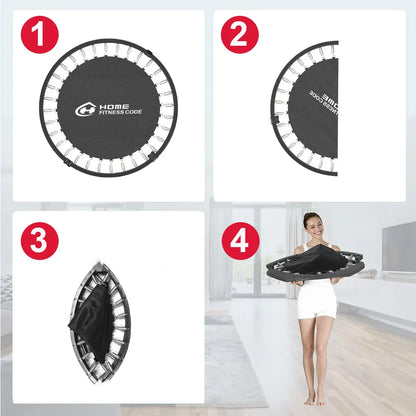 Klappbares Fitness Trampolin 102cm – Mini Rebounder mit Verstellbarem Griff bis 150kg