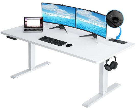 Elektrischer Höhenverstellbarer Stehschreibtisch 160 cm – Ergonomischer Schreibtisch mit USB & Memory-Funktion