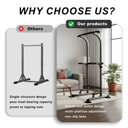 Klimmzugstation Höhenverstellbar – Freistehende Power Tower Dip Station für Homegym bis 150kg