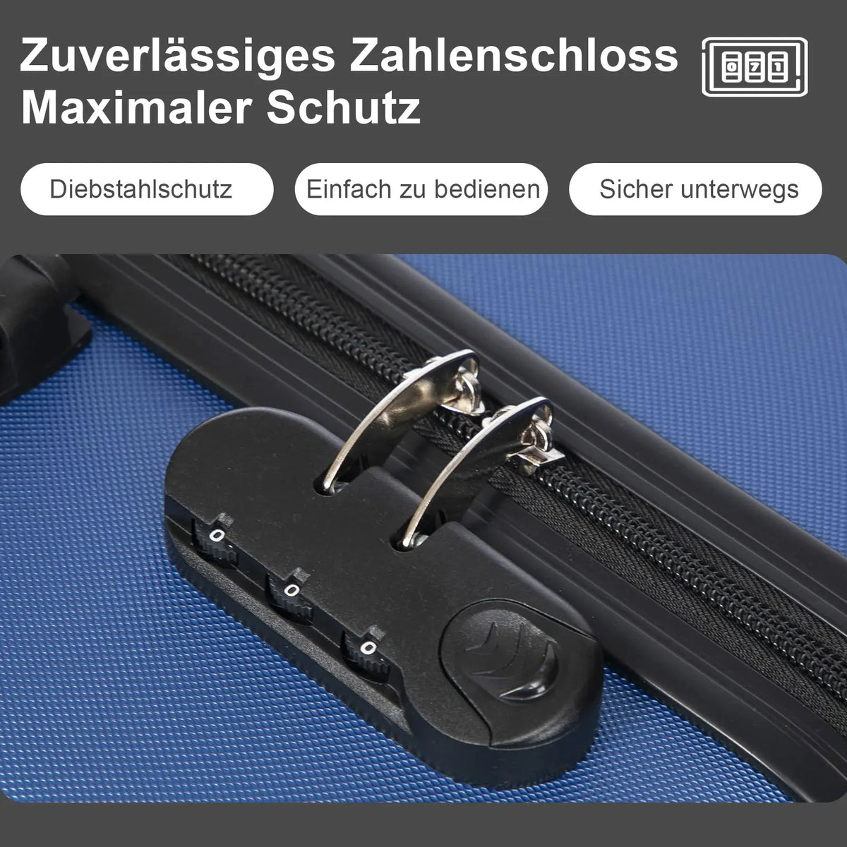 Hartschalen Koffer ABS – Leichtes Handgepaeck & Reisekoffer mit 360 Rollen & Zahlenschloss