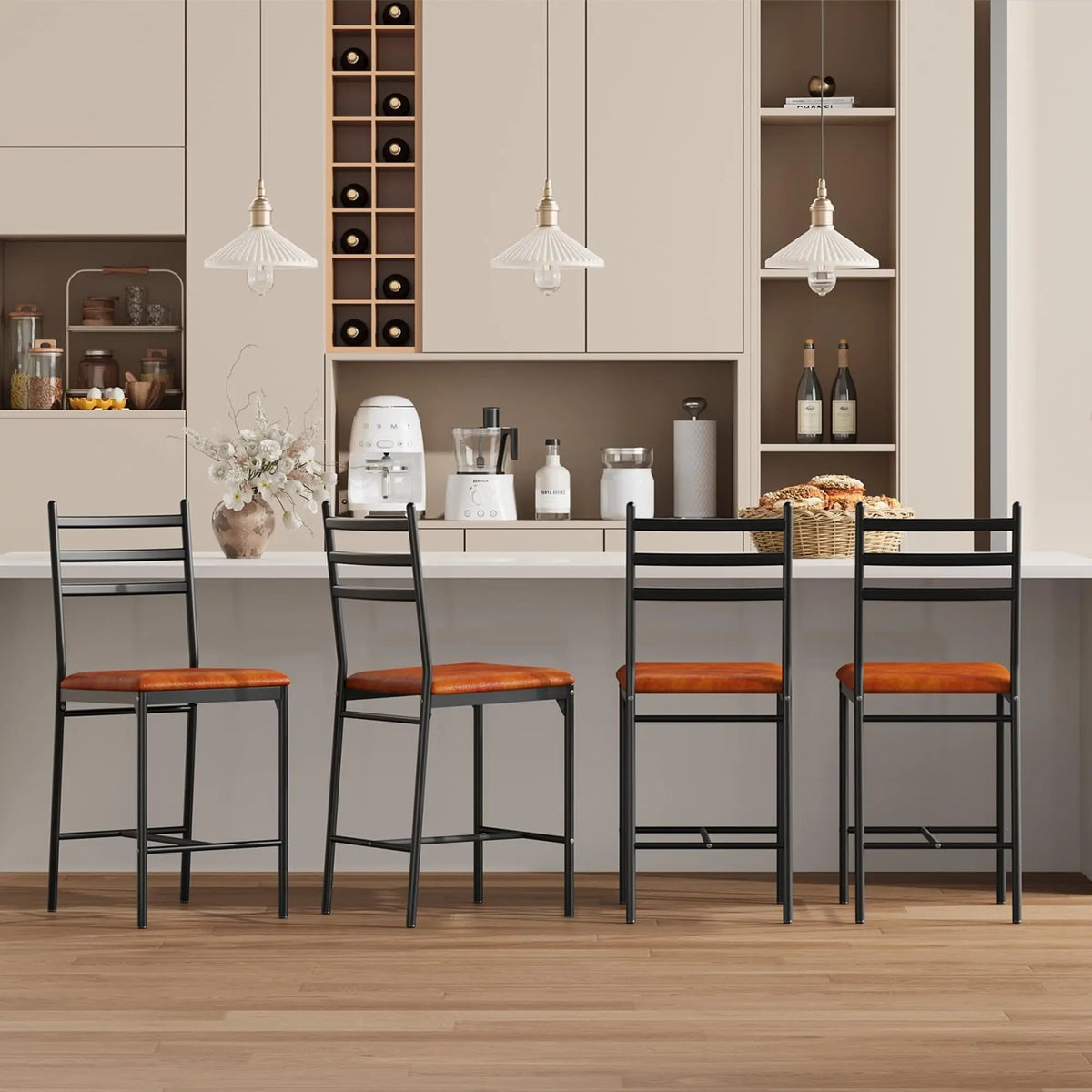 Barhocker 4er Set mit Polsterung – Moderne Tresenstühle mit Metallgestell für Küche & Bar