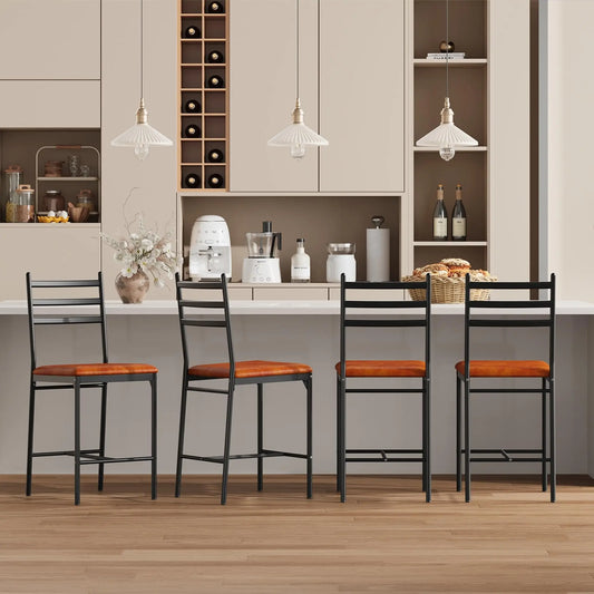 Barhocker 4er Set mit Polsterung – Moderne Tresenstühle mit Metallgestell für Küche & Bar