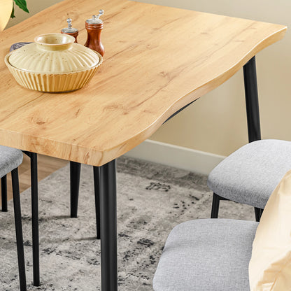 Esstisch Set 5-teilig Holzoptik Natur – Kompakter Esstisch mit 4 Polsterstühlen für die Küche