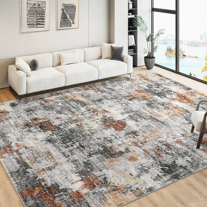 Moderner Teppich 160x220cm Waschbar – Abstrakter Kurzflor Teppich für Wohnzimmer & Schlafzimmer