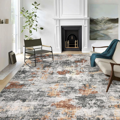 Moderner Teppich 160x220cm Waschbar – Abstrakter Kurzflor Teppich für Wohnzimmer & Schlafzimmer