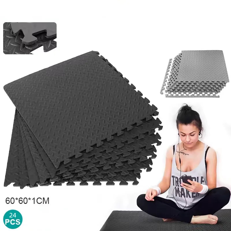 Bodenschutzmatten 60x60cm 12er Set – EVA Schaumstoff Puzzlematten für Homegym & Fitness