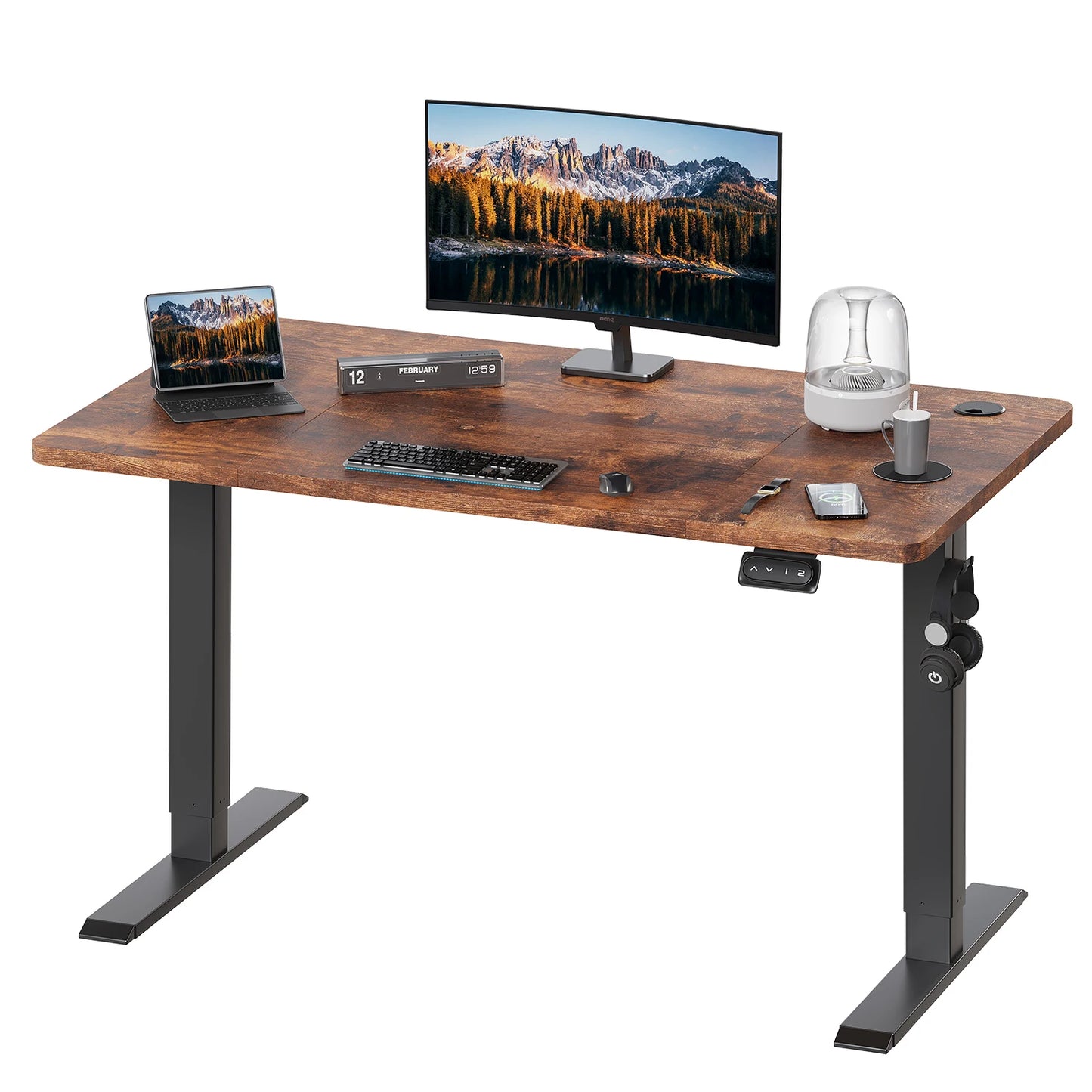 Devoko Height Adjustable Desk Electric Tabletop 120x60cm Height Adjustable table Standing Desk