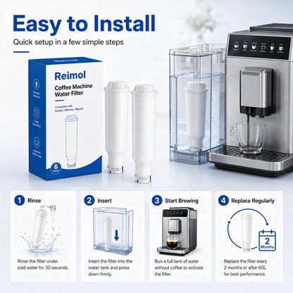 Wasserfilter Kartuschen 6er Pack – Ersatzfilter Passend für Krups Bosch Nivona Kaffeemaschinen