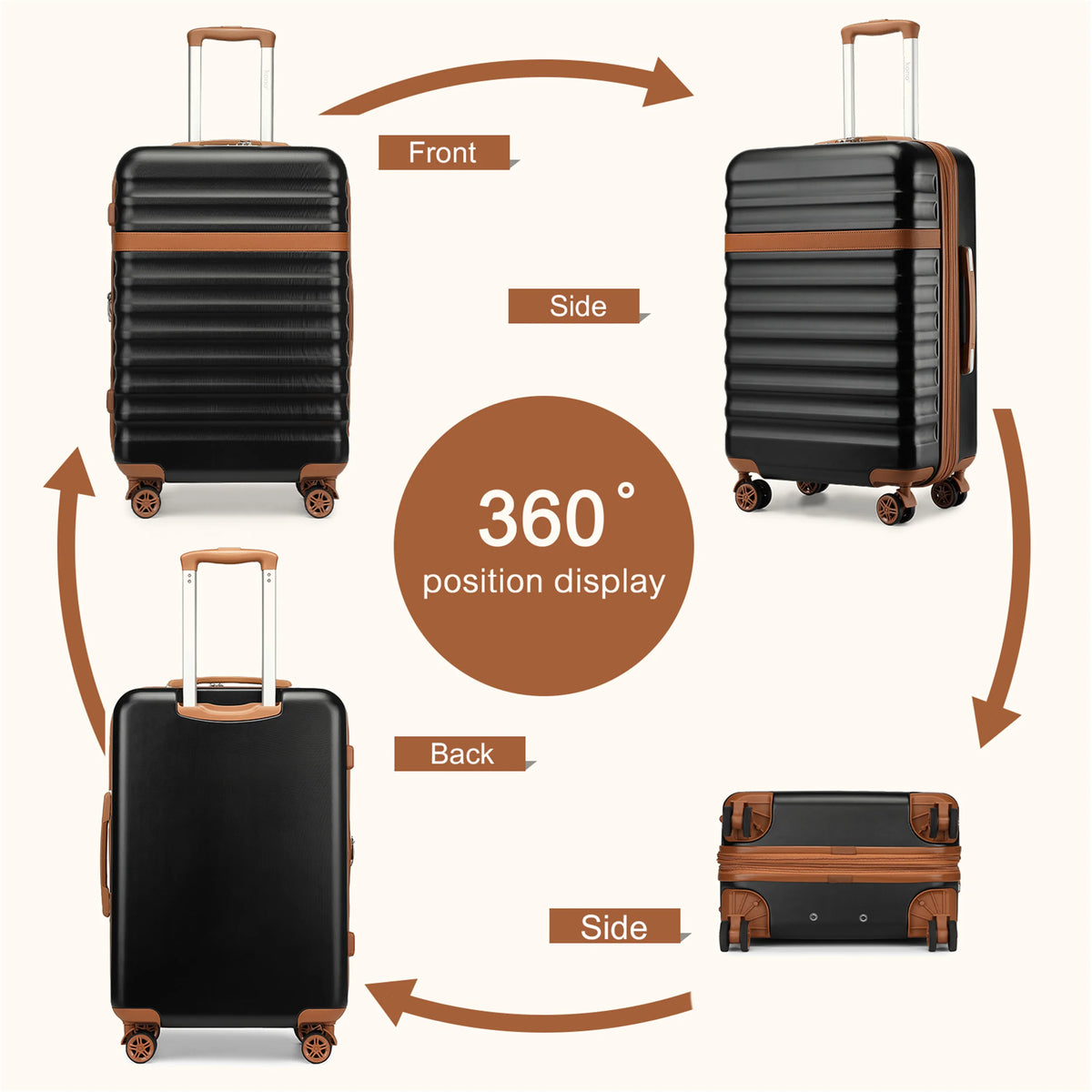 Kofferset 3-teilig Hartschale ABS PC – Dehnbarer Reisekoffer Set mit TSA Schloss & 360 Rollen