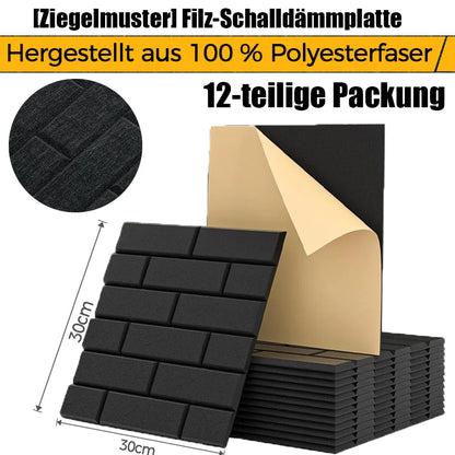 3D Wandpaneele Backsteinoptik 12er Set 30x30cm – Selbstklebende Akustikpaneele aus Polyester