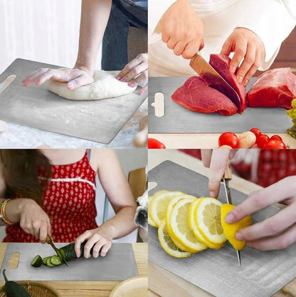 Edelstahl Schneidebrett Titan Optik – Beidseitiges Metall Schneidebrett fuer Fleisch & Gemuese