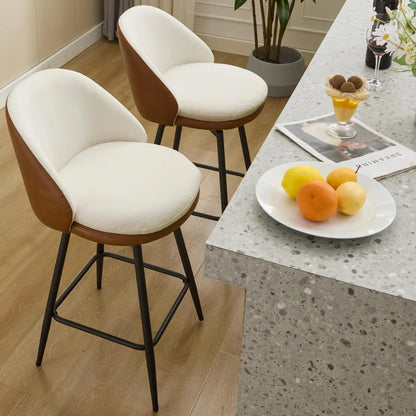 Drehbarer Barhocker 66cm Retro Kunstleder – Moderner Tresenstuhl Schwarz mit Rückenlehne