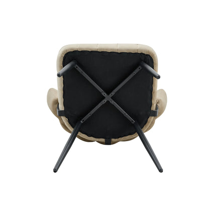 Esszimmerstuhl 2er Set Beige – Modernes Polsterstuhl Set aus Samt in Blutenform mit Metallbeinen bis 120kg