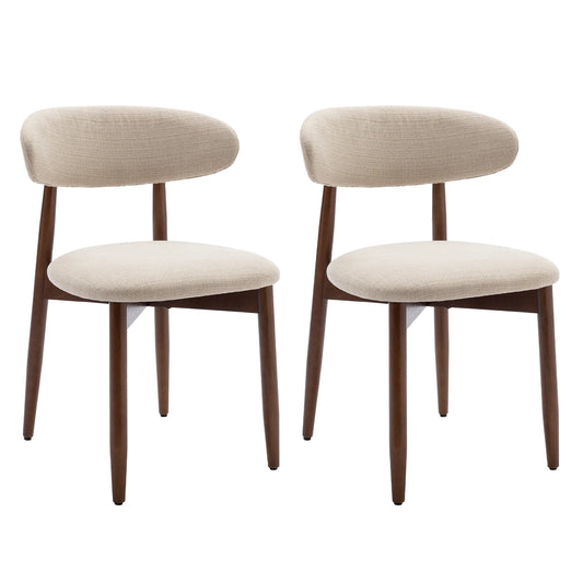 Polsterstühle 2er Set Holz Beige – Moderne Esszimmerstühle mit Stoffbezug & Ergo-Rückenlehne