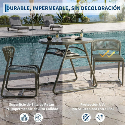 Bistro Set 3-teilig Wetterfest Metall – Modernes Gartenmöbel Set mit 2 Stühlen & Tisch